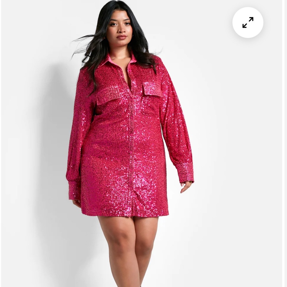 COPY - Plus size Sapphire Sequin Oversized shirt dress. Wore 1 time for bday